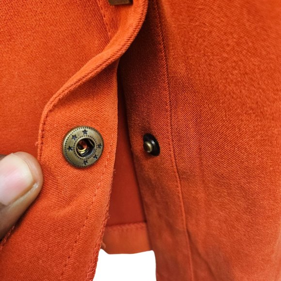 Penningtons Burnt Orange Snap Button Front Closure Long Sleeve Collared Shirt - Picture 11 of 12